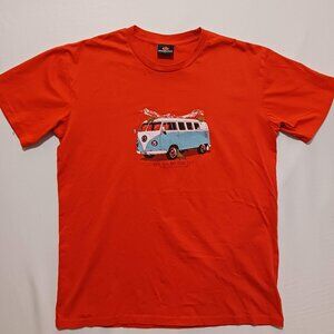 Global Culture New Zealand Road Trip VW Bus Kiwi's Orange Graphic Tee Size Large
